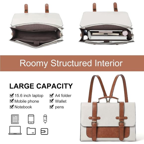 CLUCI Briefcase for Women 15.6 inch Vegan Leather laptop backpack Large Computer - Picture 4 of 6